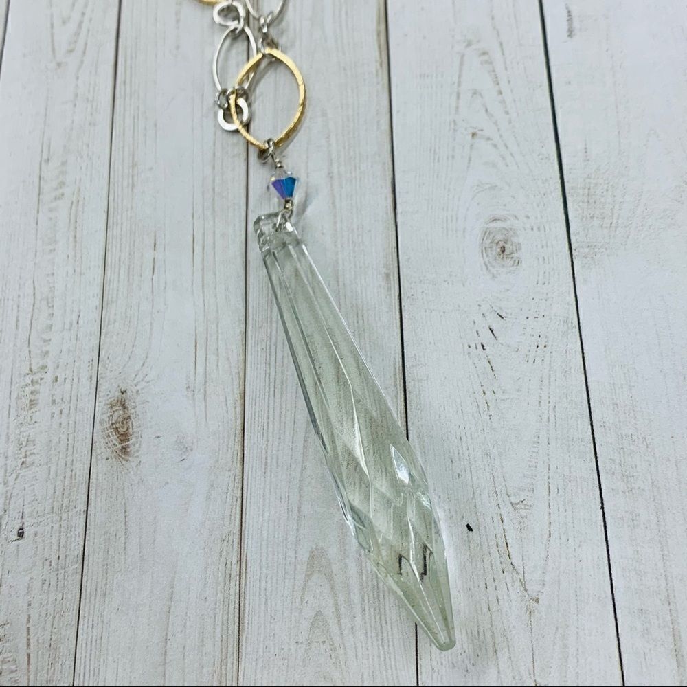 Crystal Drop Large Link Necklace - Picture 2 of 3